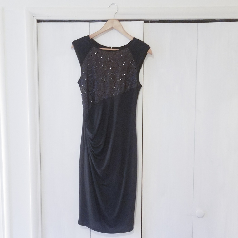Anne Klein Black Sequin Top Dress